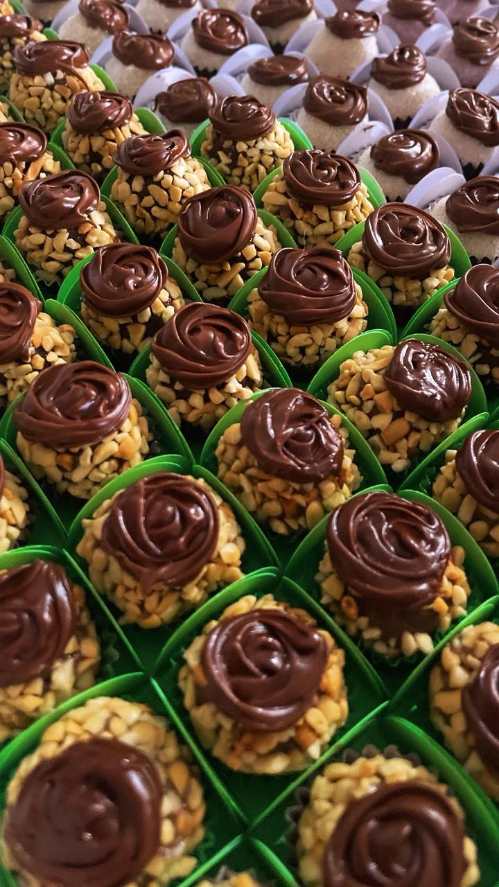 Cento de docinhos com brigadeiro de charge com nutella e brigadeiro de ninho com nutella